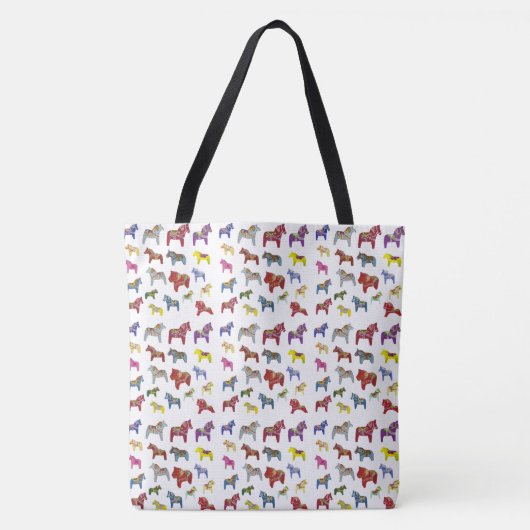 Meerkleurige Zweedse Dala-paarden Tote Bag (Voorkant)