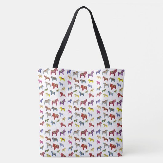 Meerkleurige Zweedse Dala-paarden Tote Bag (Achterkant)