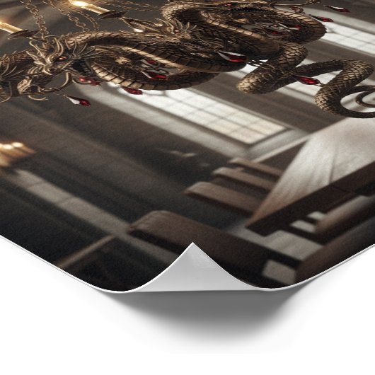  meerkoppige drakenkroonluchter - gotische ventila poster (Hoek)