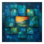 Meerlagige geometrische kunst – levendig landschap perfect poster (Voorkant)