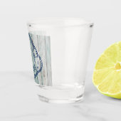 Meerleven & reddingsboei Blauwe Hout Shot Glas (Rechts)