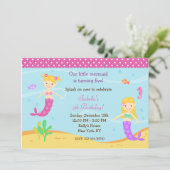 Meermaid Birthday Party Kaart (Staand voorkant)