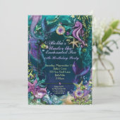 Meermaid Birthday Party Kaart (Staand voorkant)