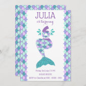 Meermaid Birthday-uitnodiging onder de Zee partij Kaart (Voorkant / Achterkant)