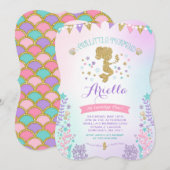 Meermaid Birthday-uitnodiging onder de Zee partij Kaart (Voorkant / Achterkant)