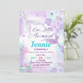 Meermaid Birthday-uitnodiging onder de Zee partij Kaart (Staand voorkant)