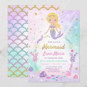 Meermaid Birthday-uitnodiging onder de Zee partij Kaart