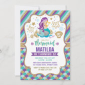 Meermaid Birthday-uitnodiging onder de Zee partij Kaart (Voorkant)