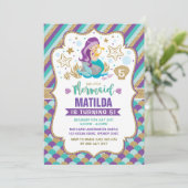 Meermaid Birthday-uitnodiging onder de Zee partij Kaart (Staand voorkant)