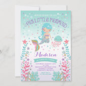 Meermaid Birthday-uitnodiging onder de Zee partij Kaart (Voorkant)