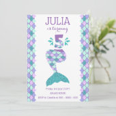 Meermaid Birthday-uitnodiging onder de Zee partij Kaart (Staand voorkant)