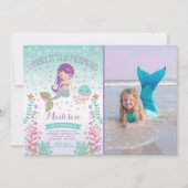 Meermaid Birthday-uitnodiging onder de Zee partij Kaart (Voorkant)