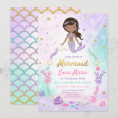 Meermaid Birthday-uitnodiging onder de Zee partij Kaart (Voorkant / Achterkant)