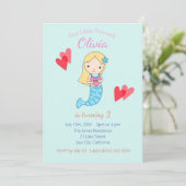 Meermaid Birthday-uitnodiging onder de Zee partij Kaart (Staand voorkant)