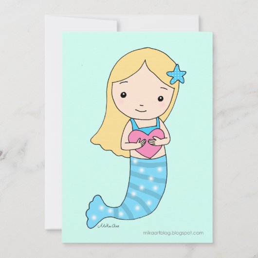 Meermaid Birthday-uitnodiging onder de Zee partij Kaart (Achterkant)