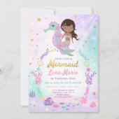 Meermaid Birthday-uitnodiging onder de Zee partij Kaart (Voorkant)