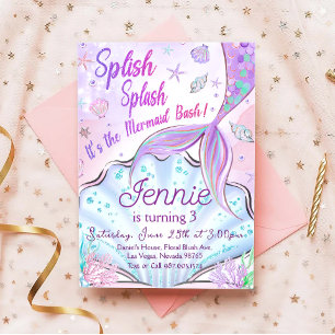 Meermaid Birthday-uitnodiging onder de Zee partij Kaart