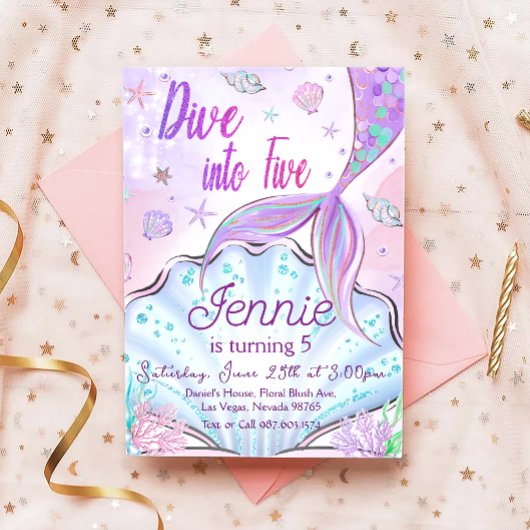 Meermaid Birthday-uitnodiging onder de Zee partij Kaart