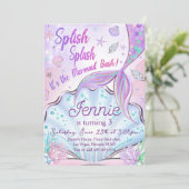 Meermaid Birthday-uitnodiging onder de Zee partij Kaart (Staand voorkant)