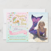 Meermaid Birthday-uitnodiging onder de Zee partij Kaart (Voorkant)
