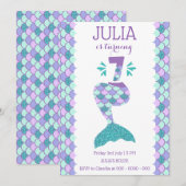 Meermaid Birthday-uitnodiging onder de Zee partij Kaart (Voorkant / Achterkant)