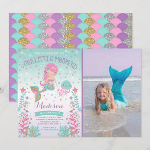 Meermaid Birthday-uitnodiging onder de Zee partij Kaart
