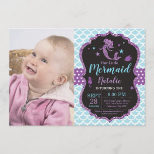 Meermaid Birthday-uitnodiging onder de Zee partij Kaart