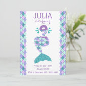 Meermaid Birthday-uitnodiging onder de Zee partij Kaart (Staand voorkant)