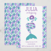 Meermaid Birthday-uitnodiging onder de Zee partij Kaart (Voorkant / Achterkant)