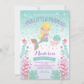 Meermaid Birthday-uitnodiging onder de Zee partij Kaart (Voorkant)