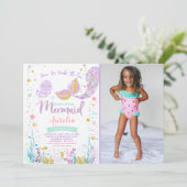 Meermaid Birthday-uitnodiging onder de Zee partij Kaart (Staand voorkant)