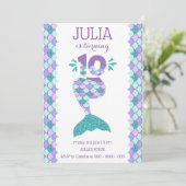 Meermaid Birthday-uitnodiging onder de Zee partij Kaart (Staand voorkant)