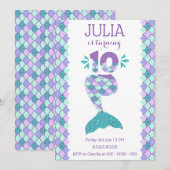 Meermaid Birthday-uitnodiging onder de Zee partij Kaart (Voorkant / Achterkant)