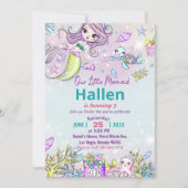 Meermaid Birthday-uitnodiging onder de Zee partij Kaart (Voorkant)