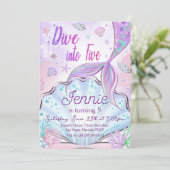 Meermaid Birthday-uitnodiging onder de Zee partij Kaart (Staand voorkant)