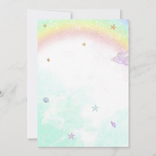 Meermaid en Unicorn verjaardagsuitnodiging Meisjes Kaart (Achterkant)