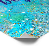 Meermaid Iridescente Parel Glitter Verjaardagsfees Poster (Hoek)