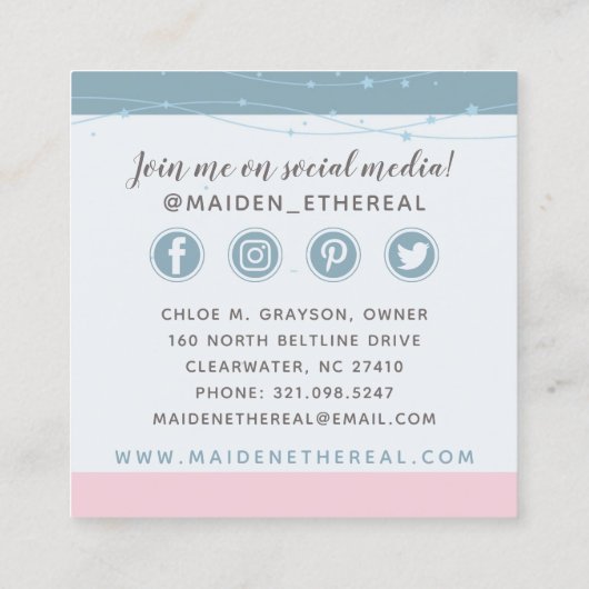 Meermaid Moon & Stars Mystical Siren Social Media Vierkante Visitekaartje (Achterkant)