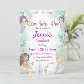 Meermaid verjaardagsfeest Onder De Zee Feest Kaart (Staand voorkant)