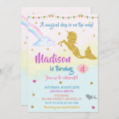 Meermicorn verjaardagsuitnodiging Girl Magical par Kaart (Voorkant / Achterkant)