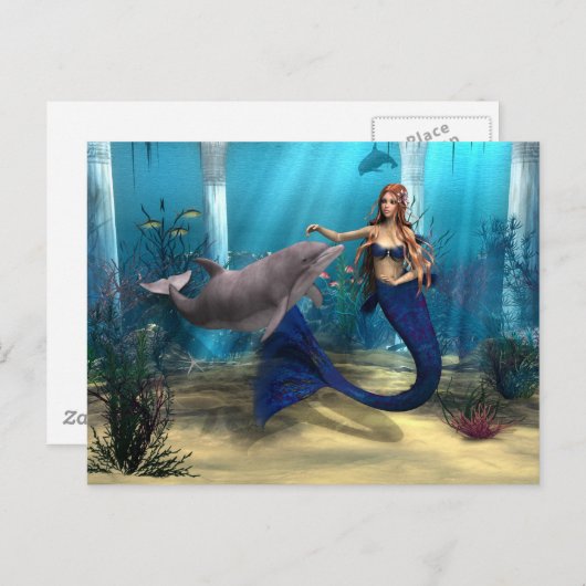 Meermin en Dolfijn Briefkaart (Voorkant / Achterkant)