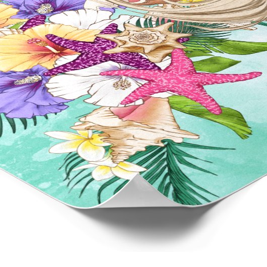 Meermin Licht Haar Roze Cute Zeester Poster (Hoek)