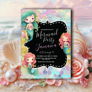 Meermin Meisjes Verjaardagsfeest Paarse Glitters Kaart