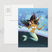 Meermin met shell aan oor briefkaart (Voorkant / Achterkant)