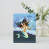 Meermin met shell aan oor briefkaart (Staand voorkant)