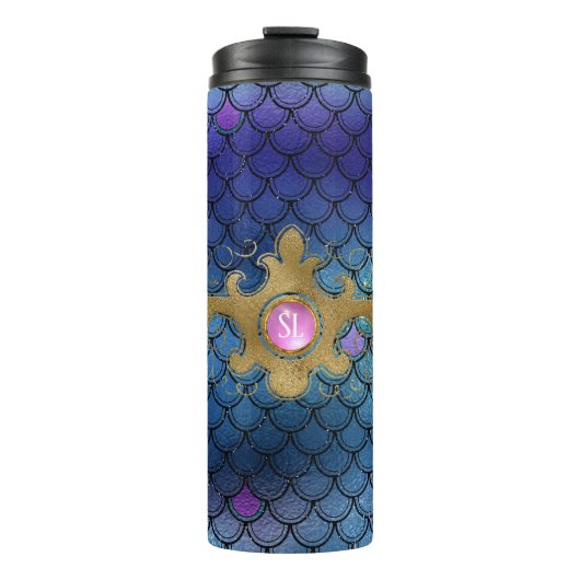 Meermin Schubben Edelsteen Monogram Thermosbeker (Voorkant)