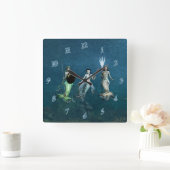 Meerminnen Klaar voor Slag Vierkante Klok (Huis)