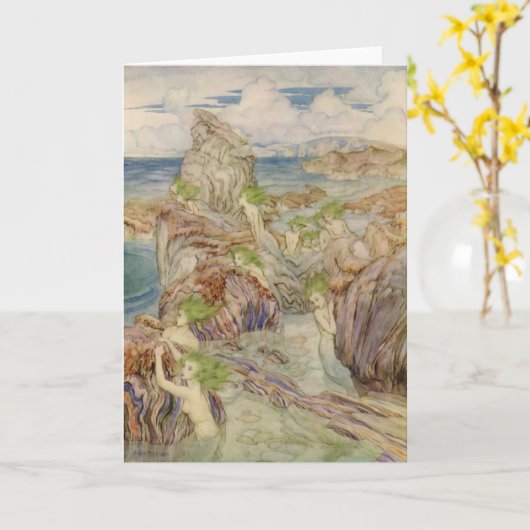 Meerminnen met het Groene Haar van het Zee Kaart (Gele Bloem)