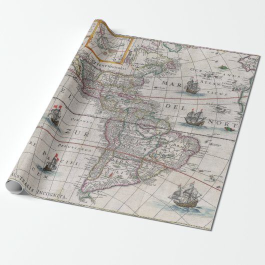  Meerparimkaart van de Verenigde Staten Cadeaupapier (Uitgerold)