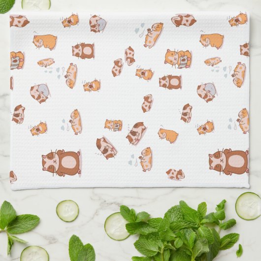 Meerschweinchen Armee niedliches Pattern Theedoek (Gevouwen)